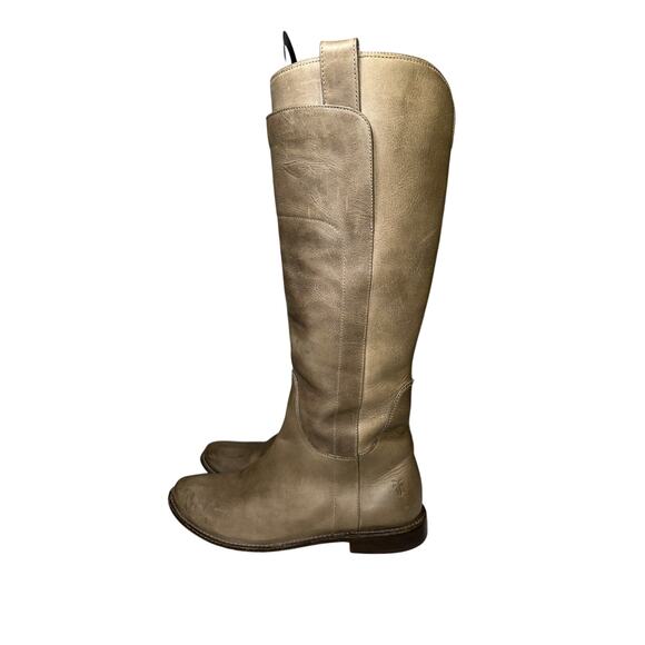 Frye Paige Size 7.5 Tall Knee High Equestrian Riding Boots Taupe Leather - Picture 3 of 11